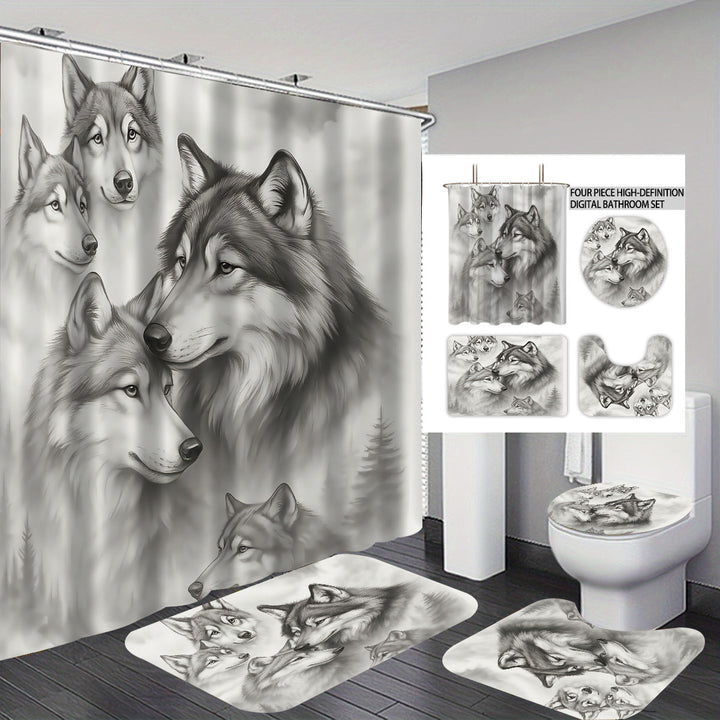 High-Definition Wolf-Themed Bathroom Décor Set Kalsten