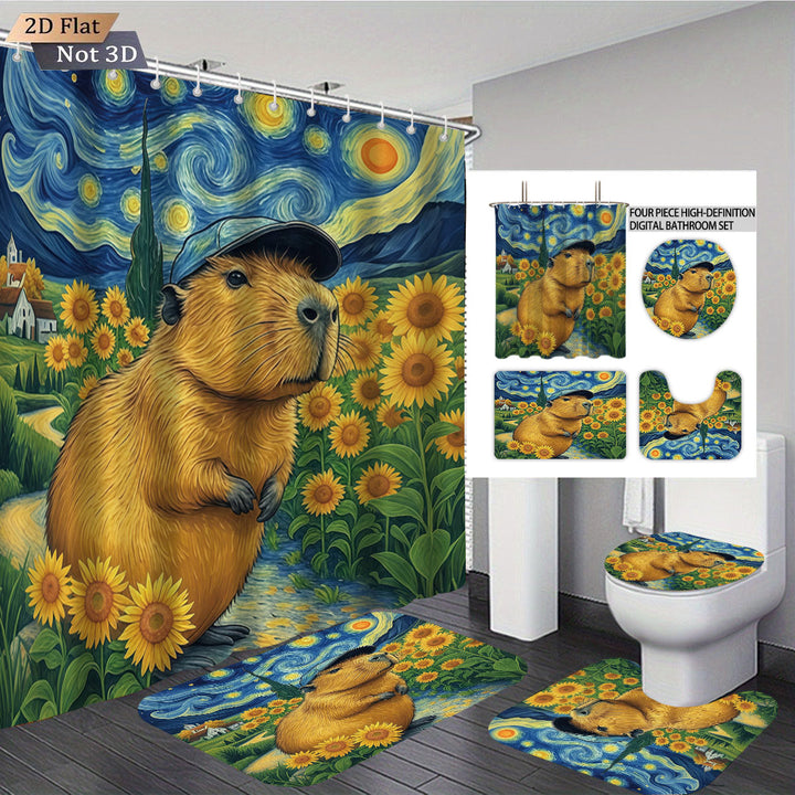 Cute Bear-Themed Four-Piece Bathroom Set Kalsten