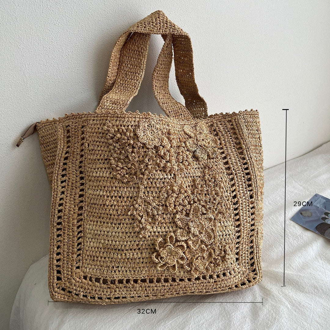 Handcrafted knitted bag with floral design Kalsten