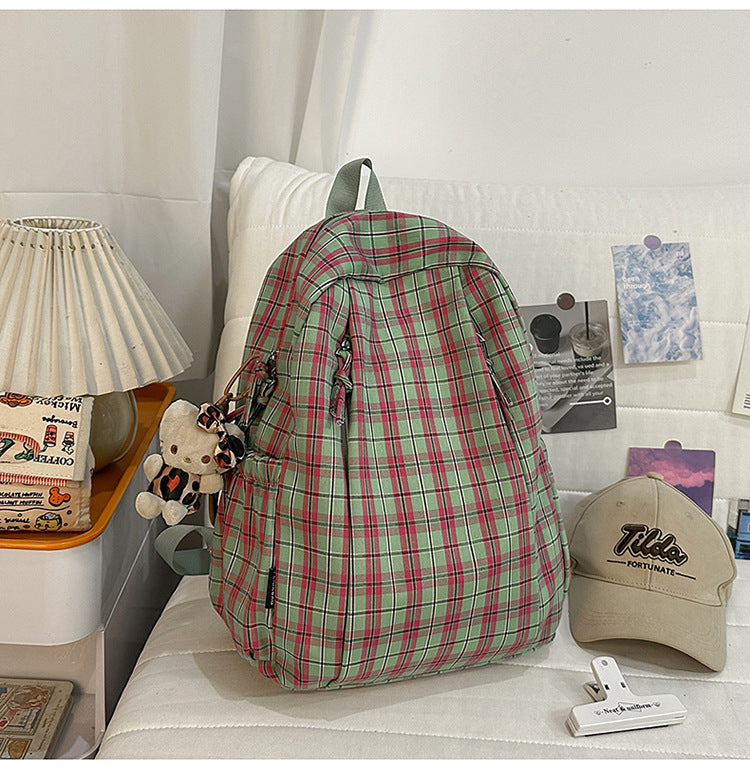 Casual Plaid Patterned School Backpack