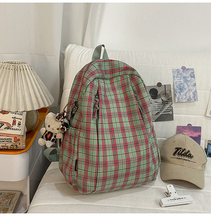 Casual Plaid Patterned School Backpack