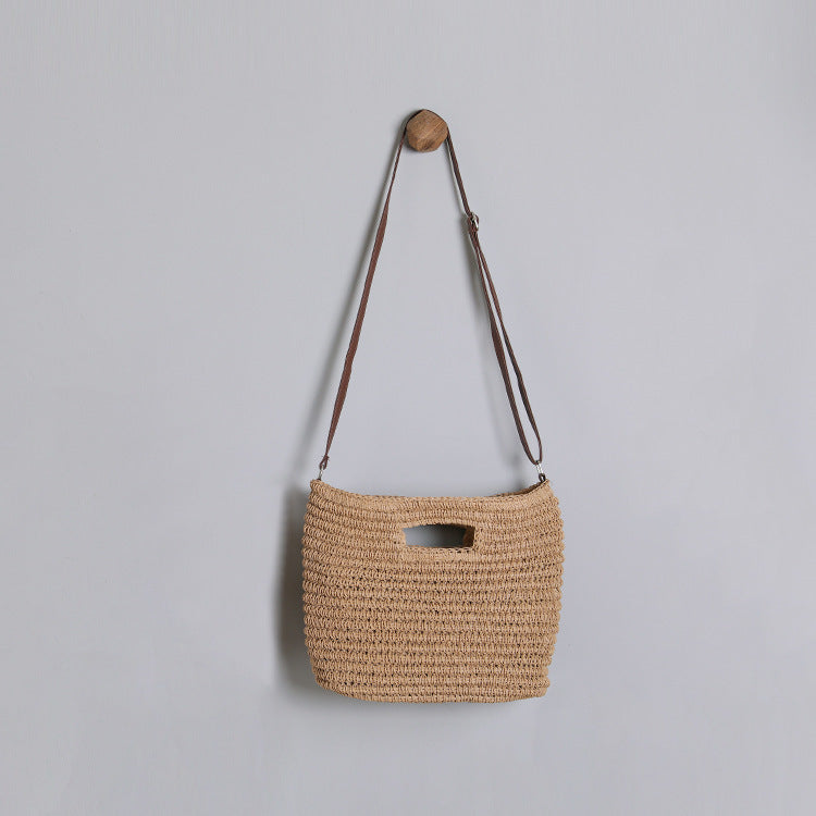 Handbag made of natural cotton with leather handle Kalsten