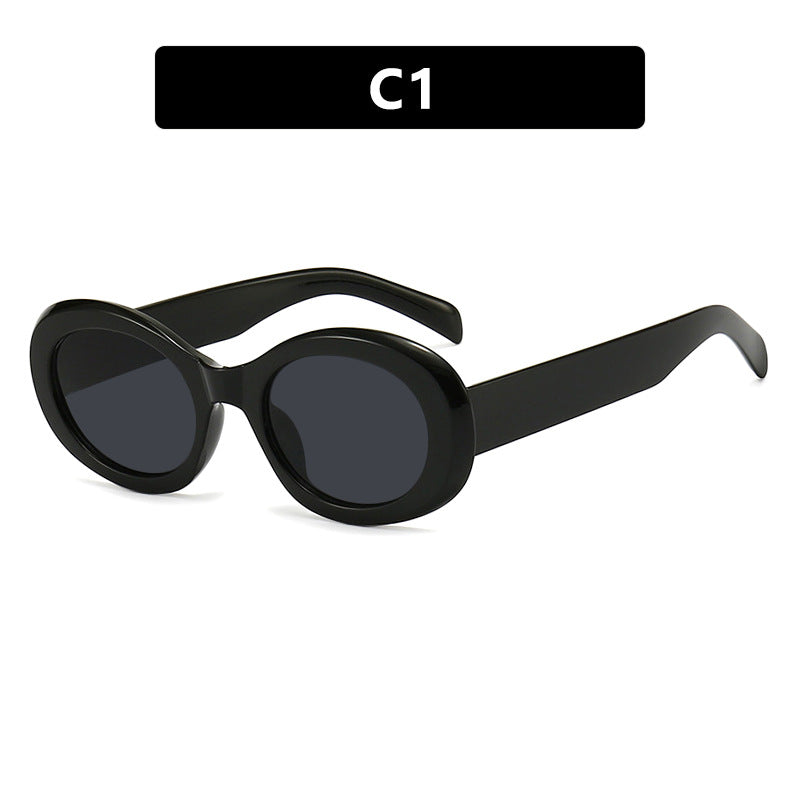 Women's fashionable sunglasses in original oval design with transparent frame and UV protection Kalsten