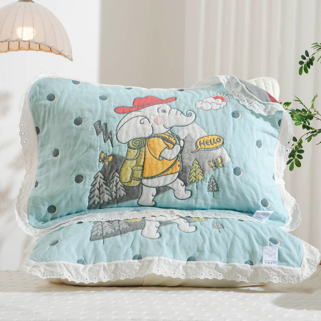 Women's pillow with charming elephant motif and delicate lace edge Kalsten
