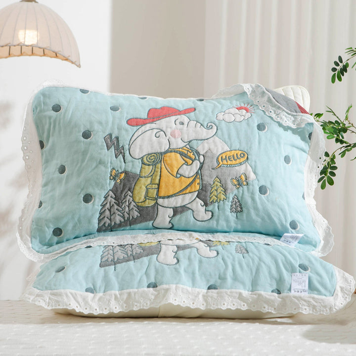 Women's pillow with charming elephant motif and delicate lace edge Kalsten