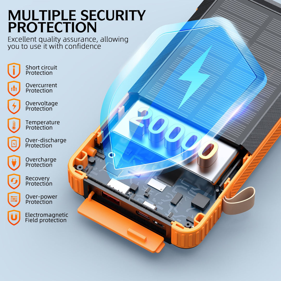 Solar Powerbank with Multifunctional LED Light and Integrated Charging Cable Kalsten
