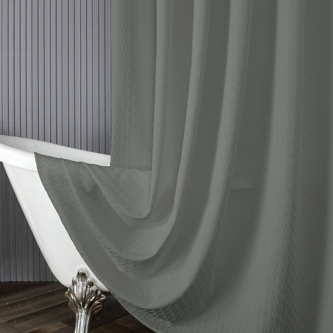 Textured Leaf Motif Shower Curtain Kalsten