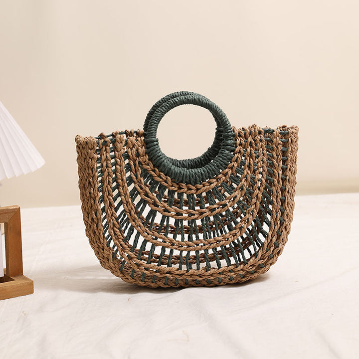 Handcrafted basket bag with stylish ring handle Kalsten