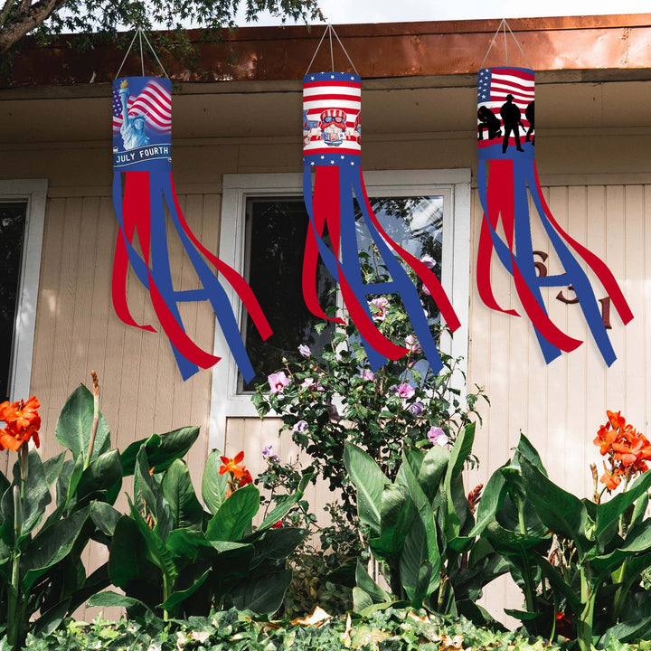 Unisex nan patriotic outdoor American flag windsock and streamer patio decor set Kalsten