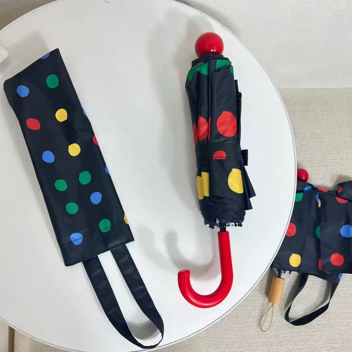 Ladies designer foldable umbrella with colorful polka dot pattern Kalsten