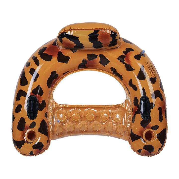 Unisex Inflatable Leopard Swimming Ring with Integrated Drink Holder Kalsten