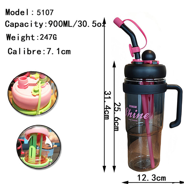 Women's practical drinking bottle with integrated straw Kalsten