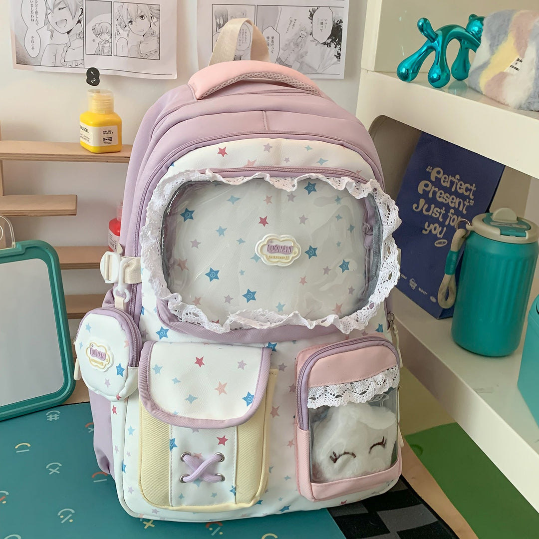 Cute Character Print School Backpack