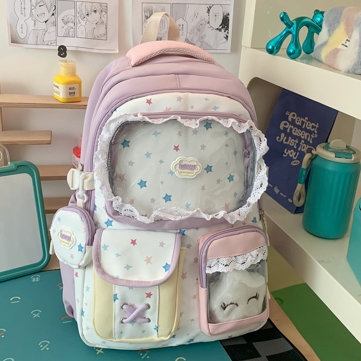 Cute Character Print School Backpack