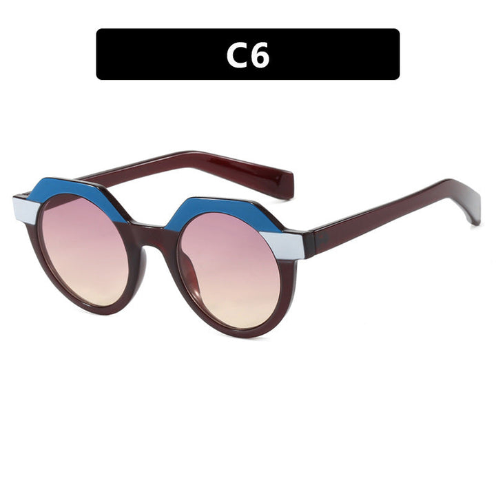 Ladies extravagant round sunglasses with colored accented frame Kalsten