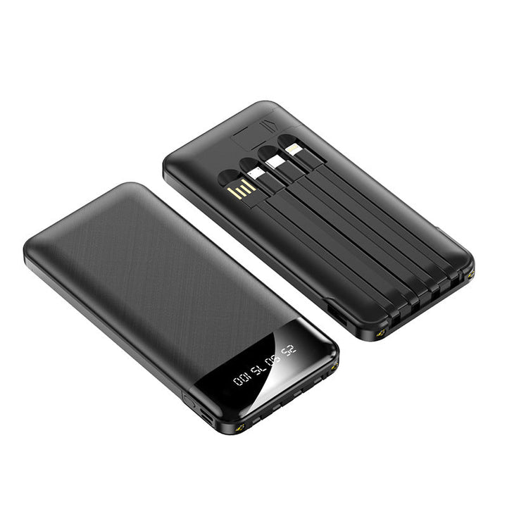 Portable power bank with integrated charging cables and digital display Kalsten