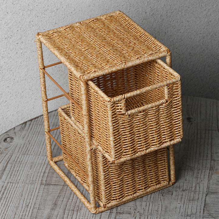 Unisex Stackable Storage Basket with Two Compartments Made of Natural Material Kalsten