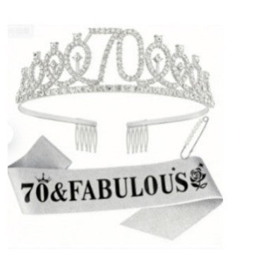 Women's Glittering Birthday Tiara Set with Sash Kalsten