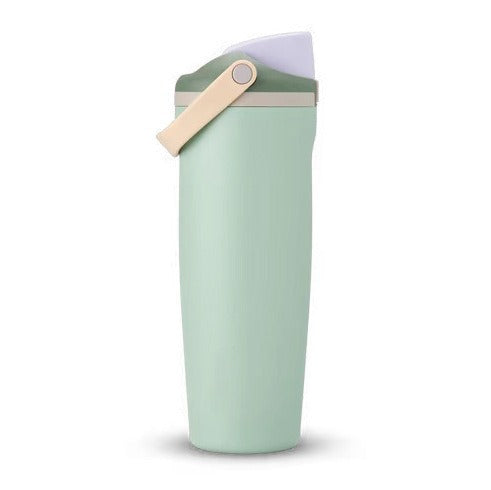 Unisex double-walled vacuum drinking bottle made of stainless steel with one-handed click closure and carrying handle Kalsten