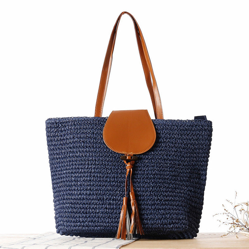 Elegant basket bag with leather accents Kalsten