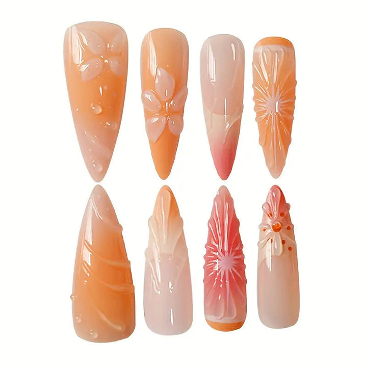 Artistic 3D Floral Press-On Nail Art Kalsten