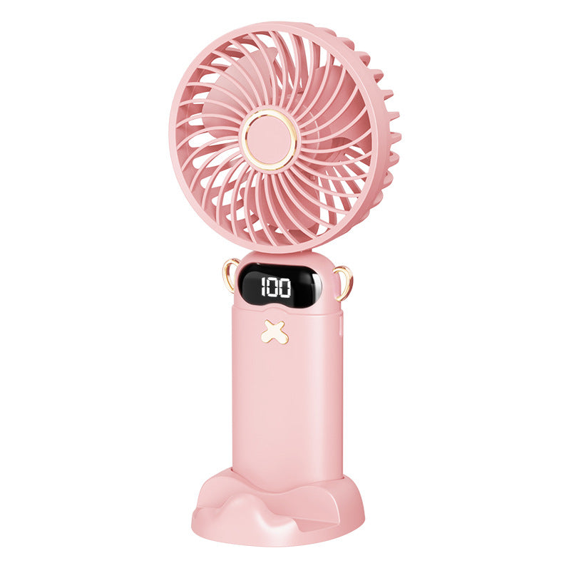 Cooling rechargeable handheld mini fan with digital battery display and cute desktop stand Kalsten