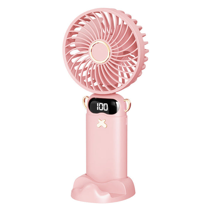 Cooling rechargeable handheld mini fan with digital battery display and cute desktop stand Kalsten