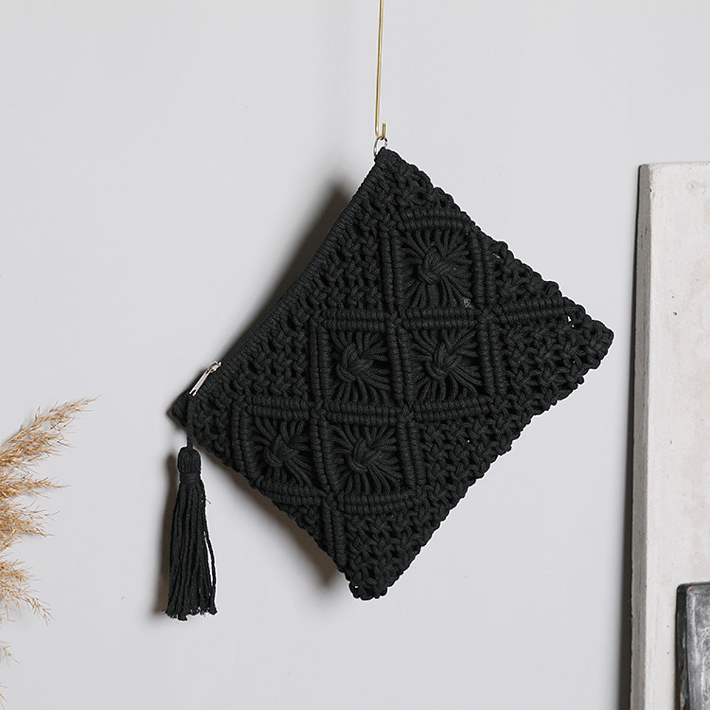 Macrame Clutch with Tassel Details Kalsten