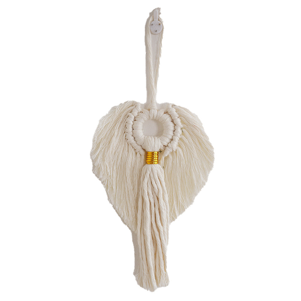 Macramé Decorative Wall Hanging with Circular Wooden Ring Acalora