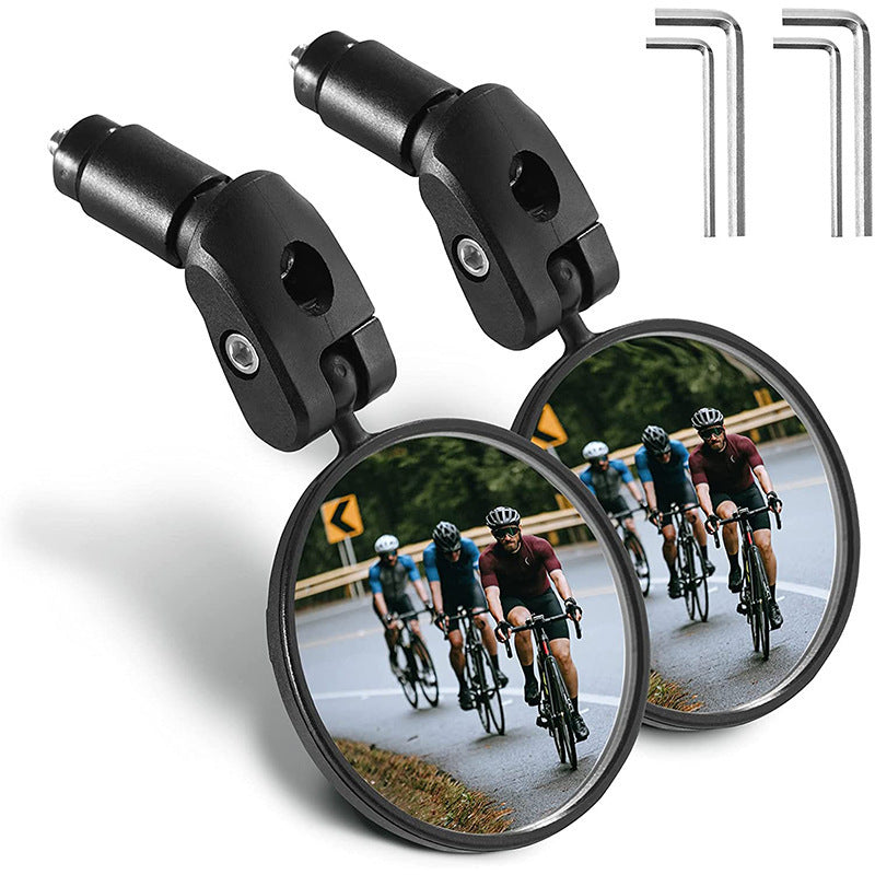 Compact Handlebar End Bike Mirror Pair with Full Rotation Swivel and Wide Angle Glass Kalsten