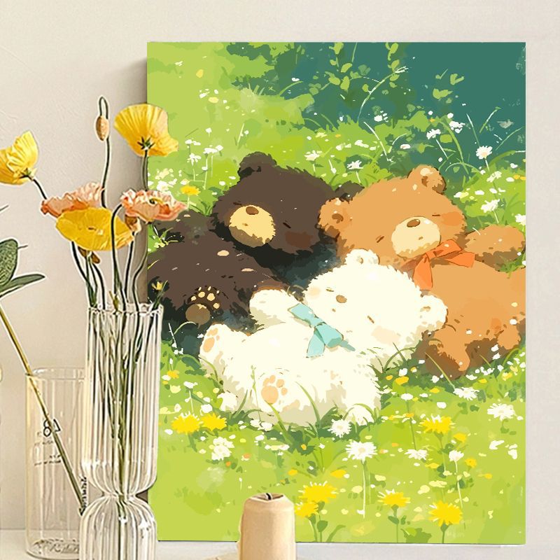 Cute Bear-Themed Art Canvas Print Kalsten