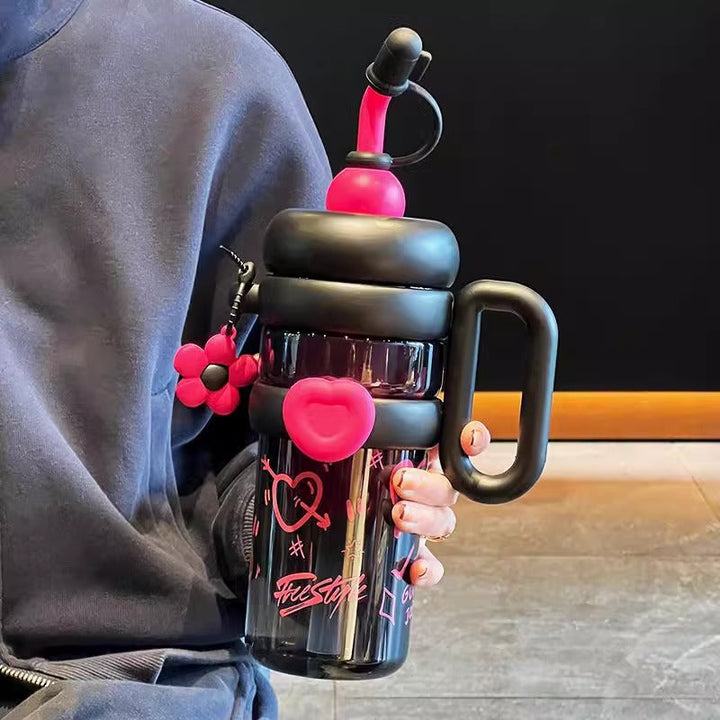 Unisex Water Bottle with Refillable Straw Kalsten