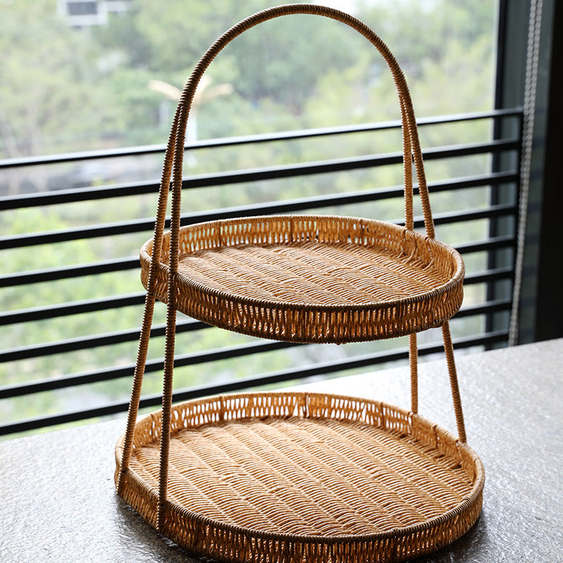 Two-Tiered Woven Storage Display Stand Kalsten