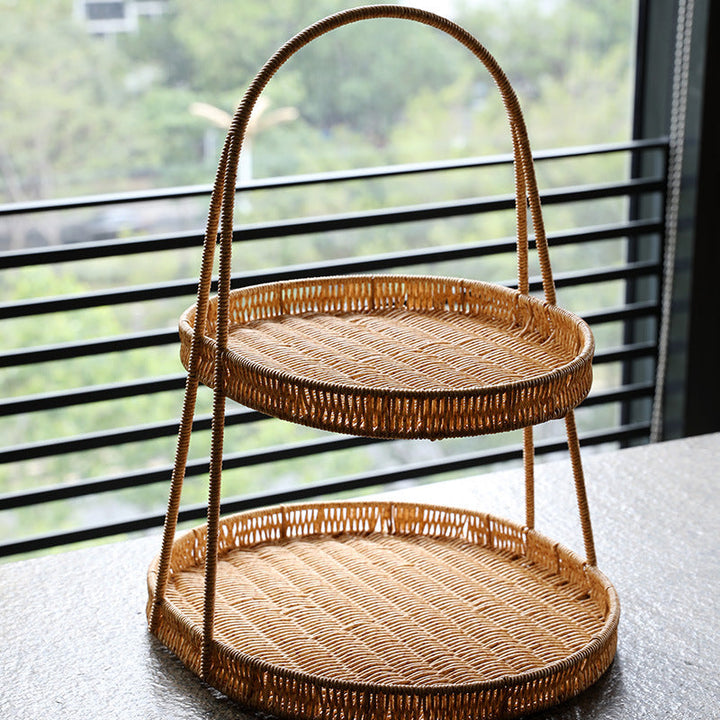 Two-Tiered Woven Storage Display Stand Kalsten