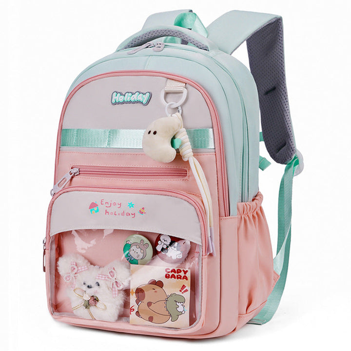 Playful school backpack with transparent compartment and creative accents Kalsten
