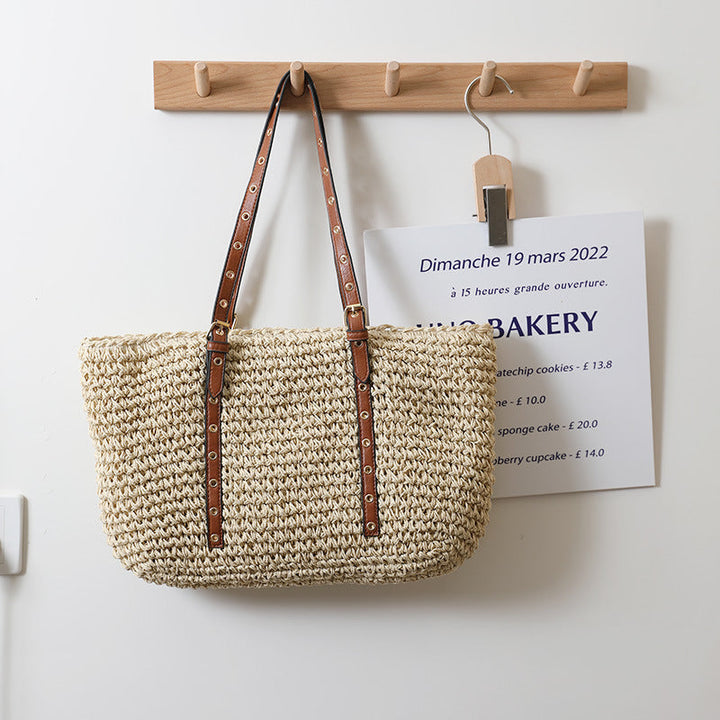 Elegant basket bag with sturdy leather handles Kalsten