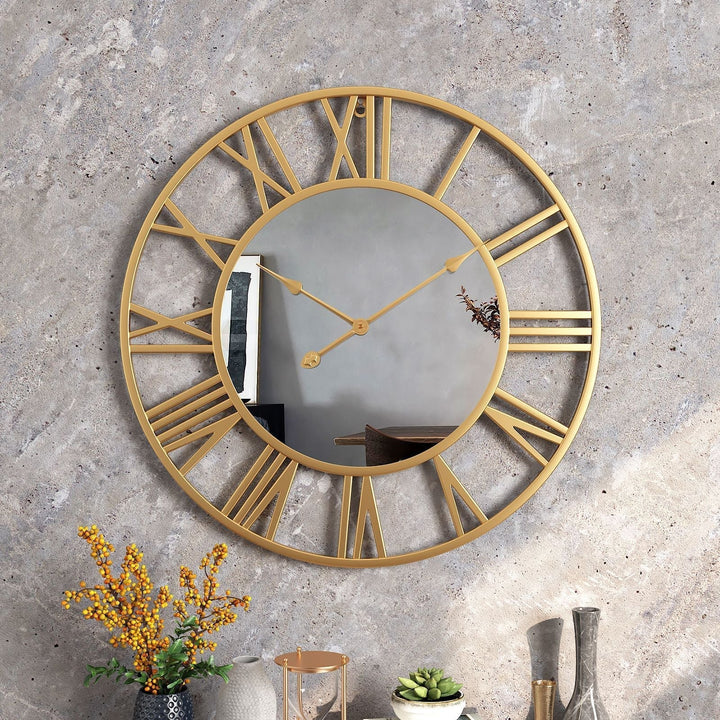 Kalsten | Metal Vintage Large Size Wall Clock with Mirror 39cm