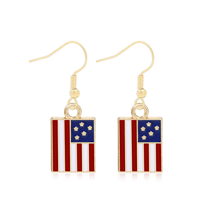 Women's star-shaped enamel earrings with USA flag motif and gold-plated fish Kalsten