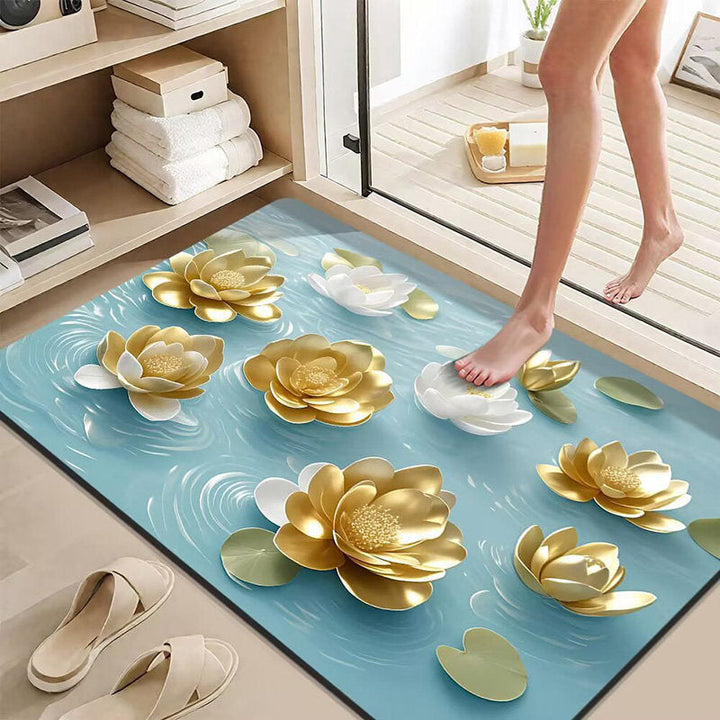 Elegant Lotus Flower Bath Mat Kalsten
