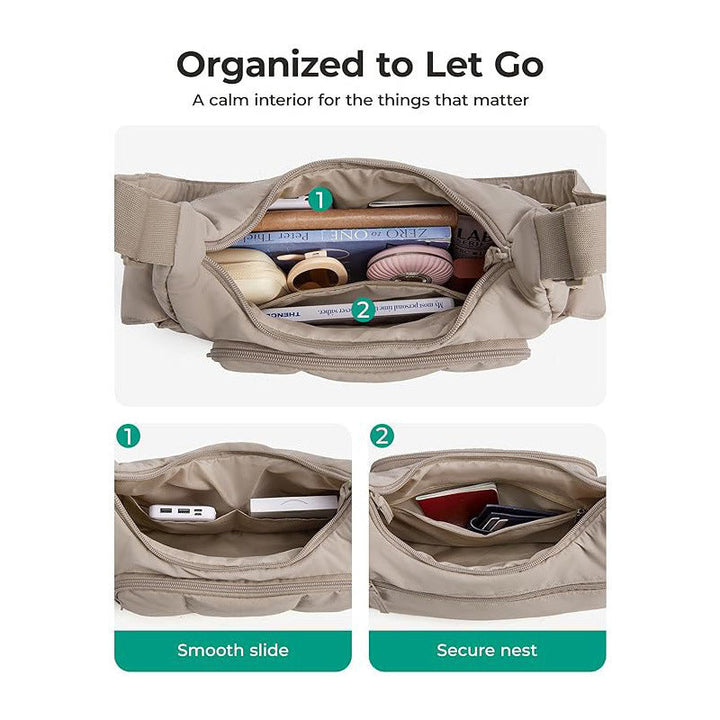 Fashionable shoulder bag with multifunctional compartments Kalsten