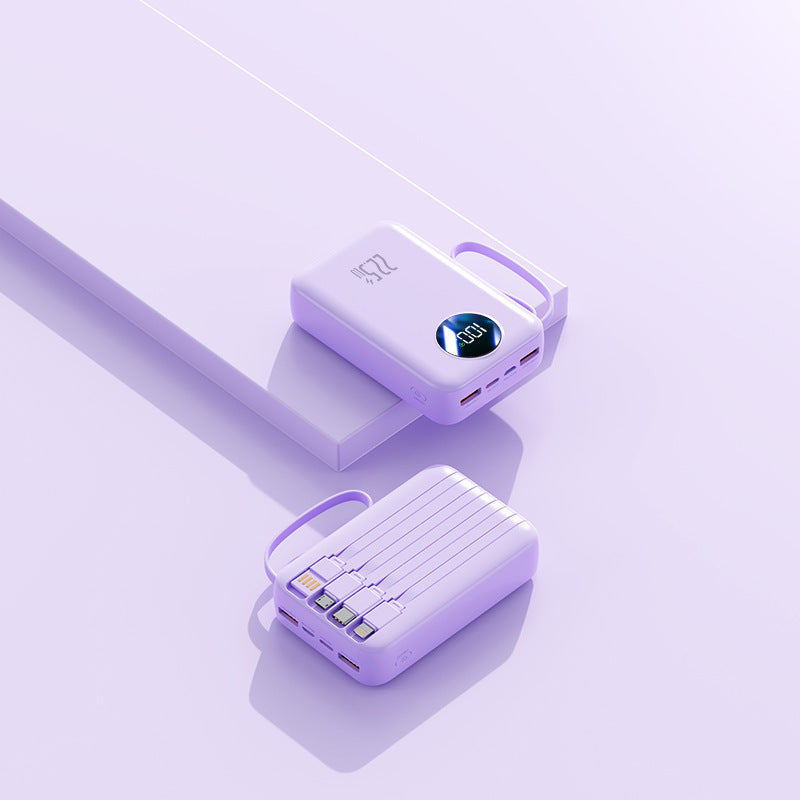 Portable power bank with integrated digital capacity display and flexible cable management Kalsten