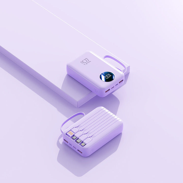 Portable power bank with integrated digital capacity display and flexible cable management Kalsten