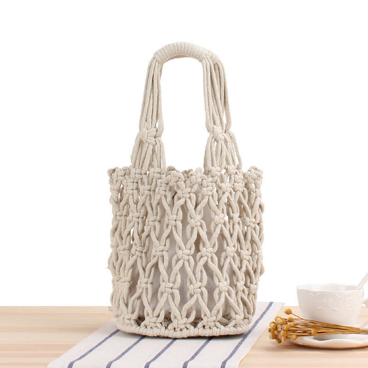 Macrame Tote Bag with Modern Mesh Design Kalsten