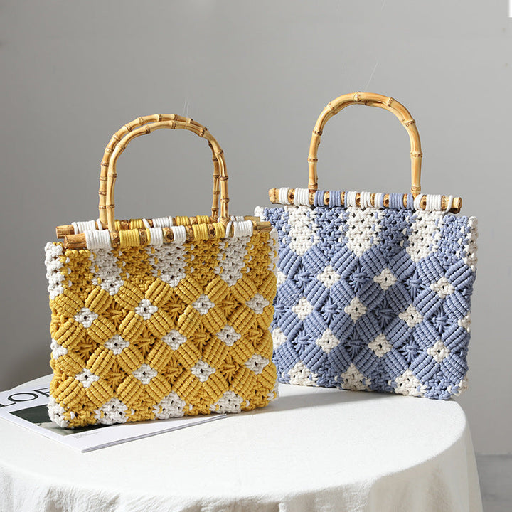 Stylish, Braided Handbag with Unique Checkered Pattern Kalsten