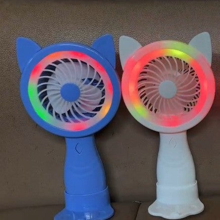 Unisex Portable Hand Fan with Creative Cat Ears and Colorful LED Lights Kalsten