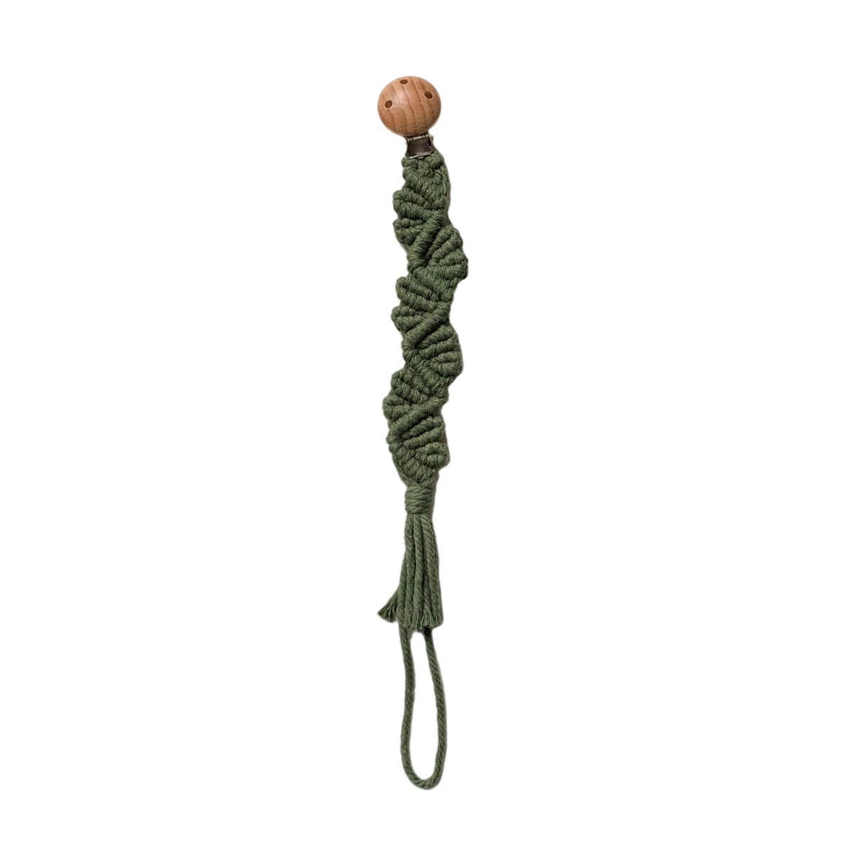 Macrame Keychain Holder with Wooden Accents Acalora