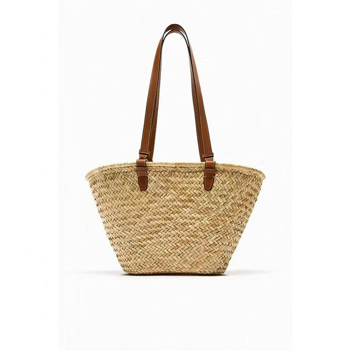 Elegant braided tote bag with leather handles Kalsten
