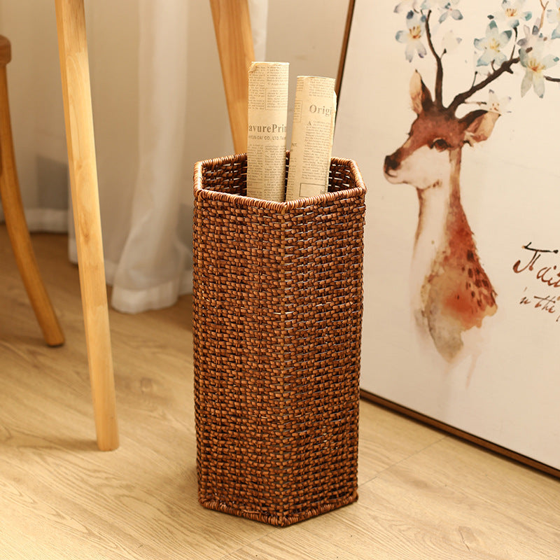 Tall Decorative Wicker Waste Bin Kalsten