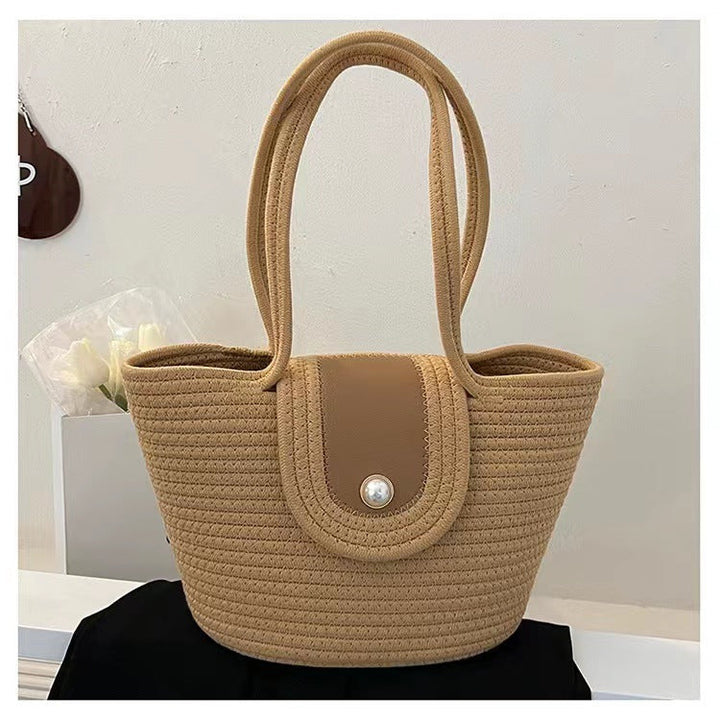 Fashionable basket bag with pearl clasp Kalsten