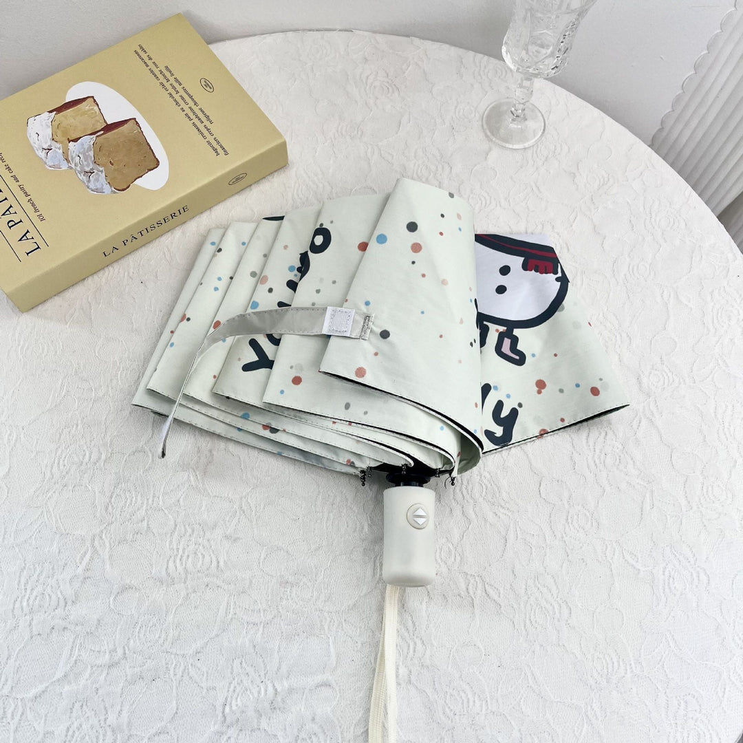 Women's Automatic Folding Umbrella with Cheerful Snowman Design Kalsten